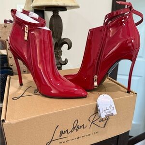 Red Patent Leather Ankle Boots